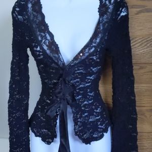 Lace tie front jacket